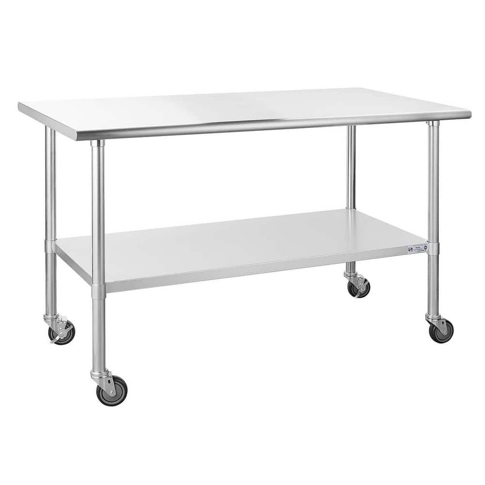 60 in. x 24 in. Stainless Steel Kitchen Utility Table with Bottom Shelf