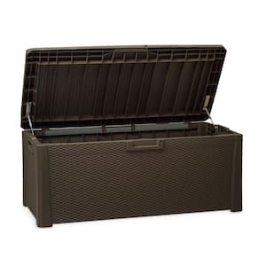 145 Gal. 58 in. x 28 in. Brown Santorini Plus Deck Outdoor Storage Chest Box Bench