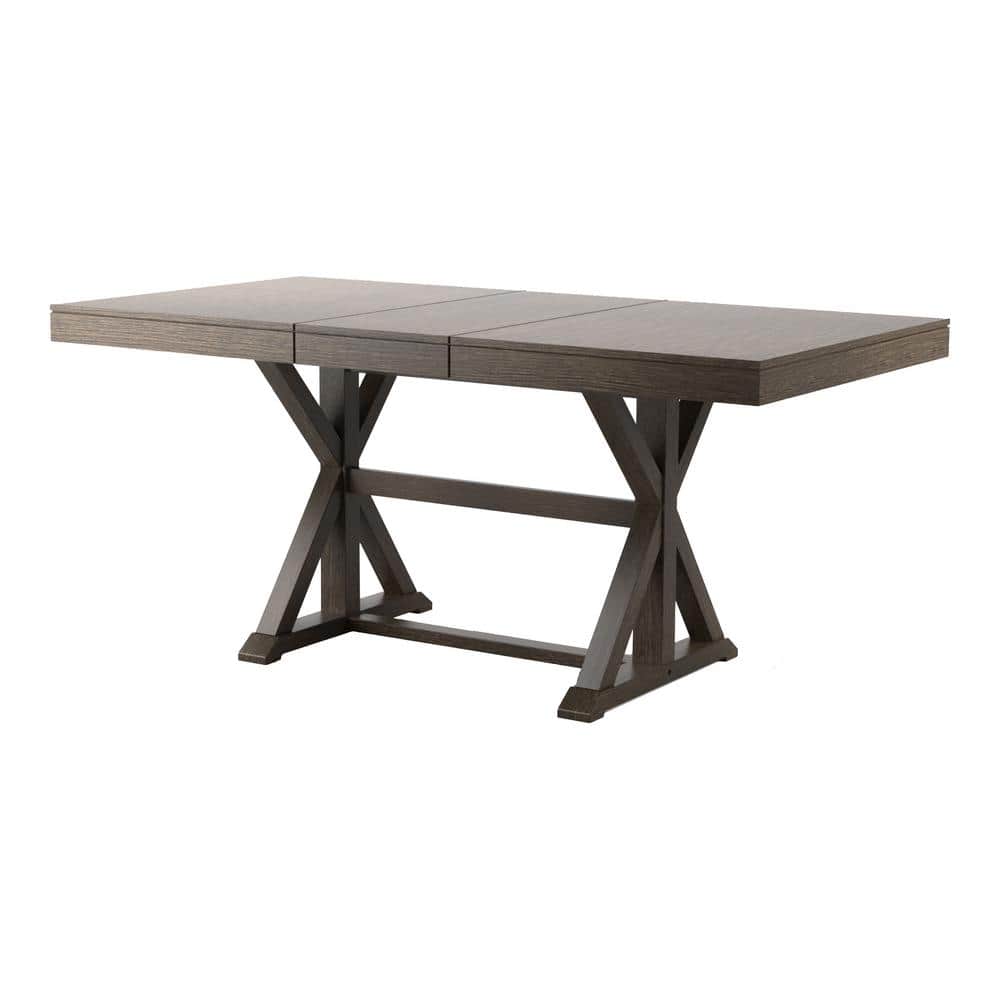 Gray Solid Wood Extendable Trestle Dining Table, Seats 8