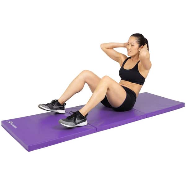 PROSOURCEFIT Tri-Fold Folding Thick Exercise Mat Purple 6 ft. x 2 ft. x 1.5  in. Vinyl and Foam Gymnastics Mat (Covers 12 sq. ft.) ps-1948-tfm-purple -  The Home Depot