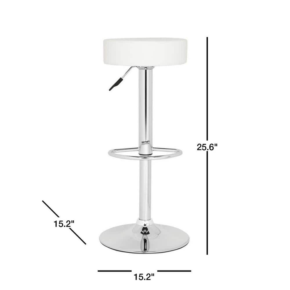 White Adjustable Swivel Backless Metal Bar Stool