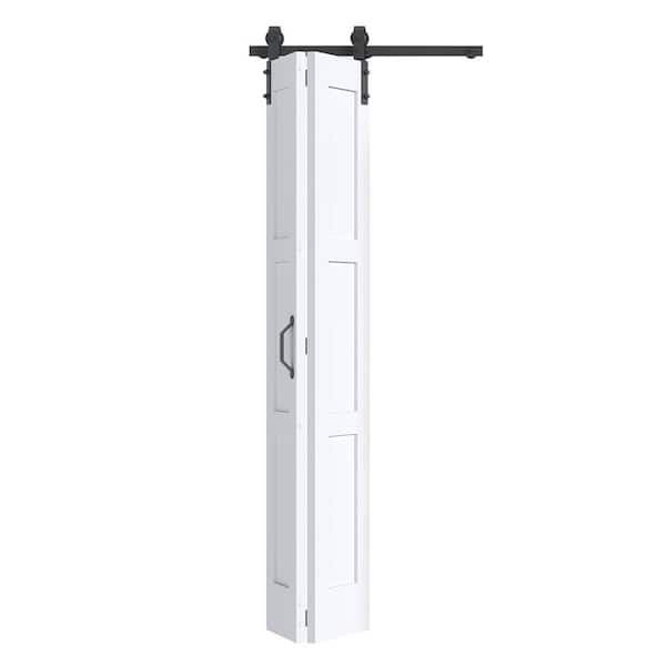 30 in. x 84 in. 3-Panel White Finished Solid Core MDF Wood Composite Assembly Required Bi-Fold Door with Hardware