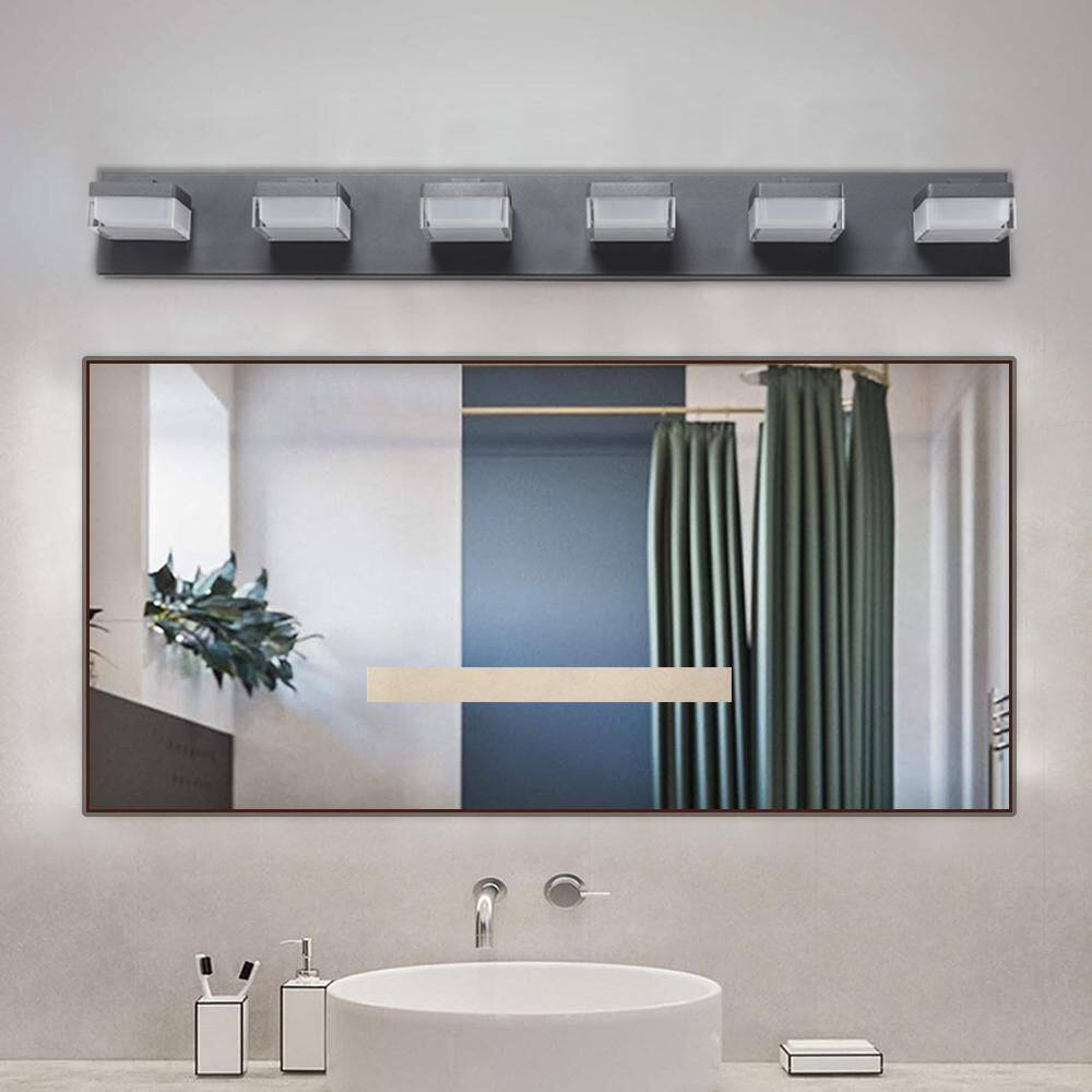 38 in. 6-Light Black LED Vanity Light with Shade price history on PriceWatchPro