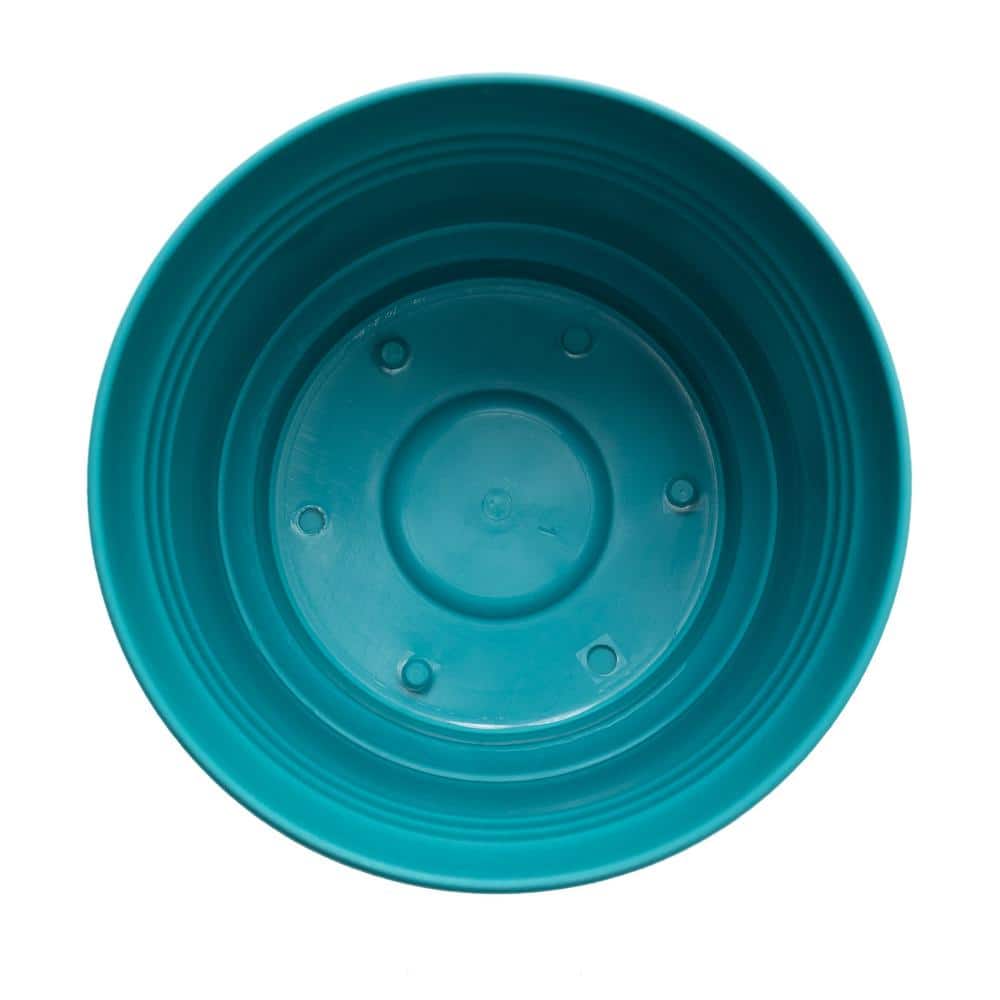 Bermuda Teal Saturn 12" Polypropylene Planter with Saucer
