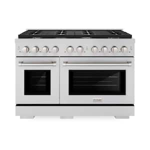 Paramount 48 in. 8-Burner Double Convection Oven Dual Fuel Range with Brass Burners in Stainless Steel