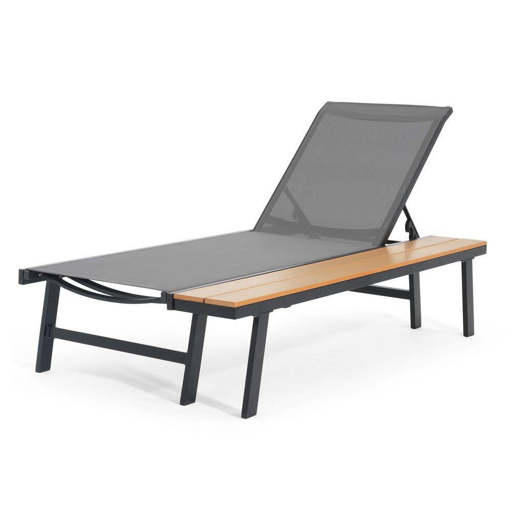 Acacia Wood Outdoor Mesh Chaise Lounge with 5-Position Adjustable Backrest and Wood Side Table, for Poolside price history on PriceWatchPro