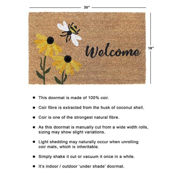 Multi Welcome Flowers & Bee 18 in. x 30 in. Doormat