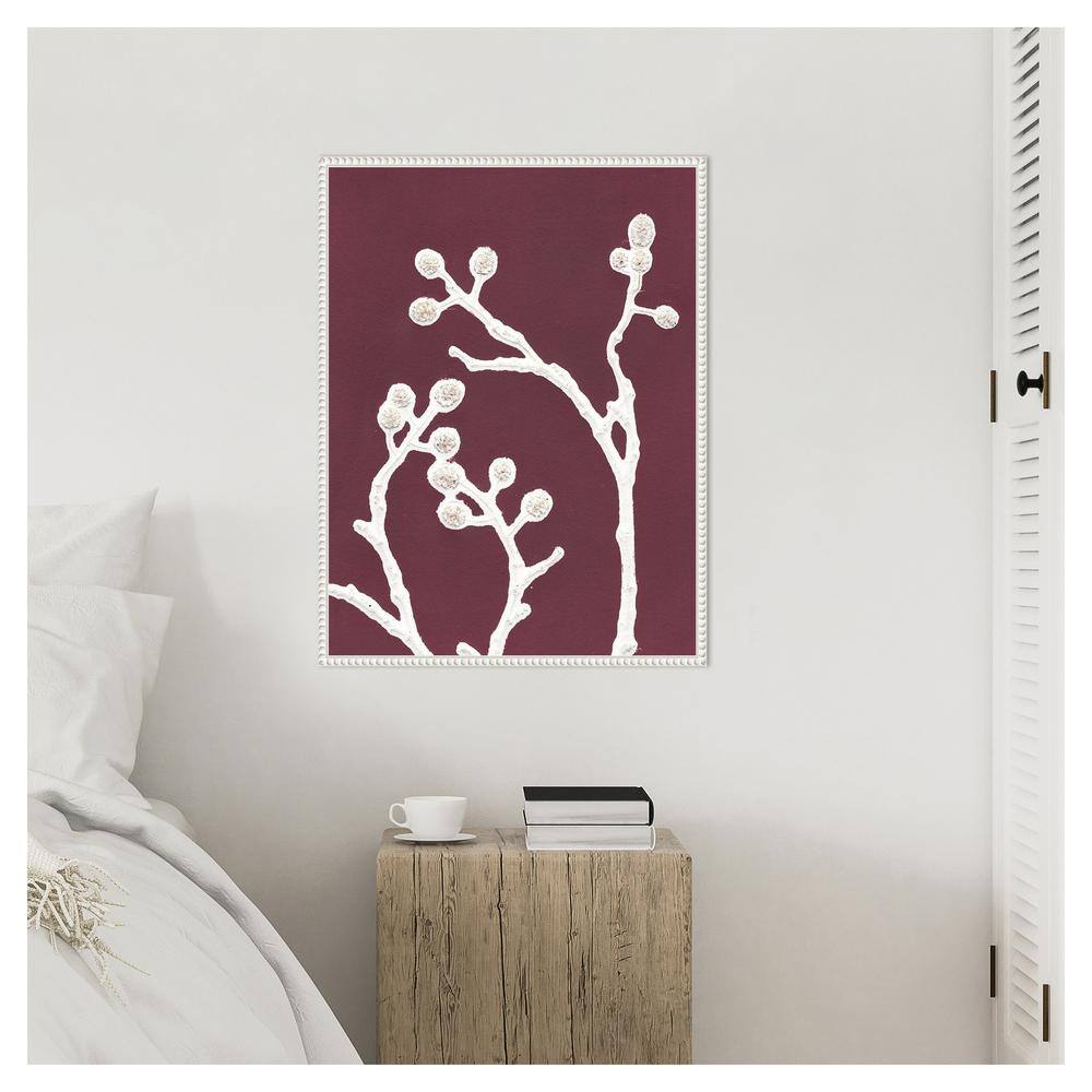 Eastern-Inspired Minimalist Plum Canvas Framed Wall Art 23 x 30