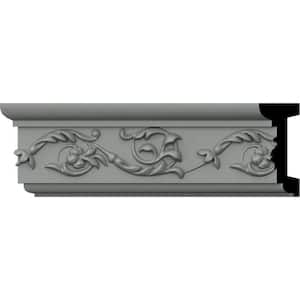 SAMPLE - 1-3/8 in. x 12 in. x 3-1/8 in. Urethane Versailles Floral Chair Rail Moulding