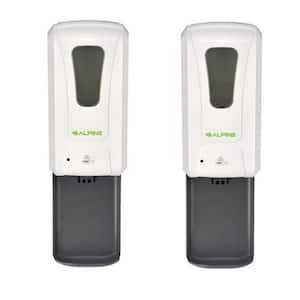 40 oz.. Wall Mount Automatic Foam Hand Sanitizer Soap Dispenser in White with Drip Tray (2-Pack)