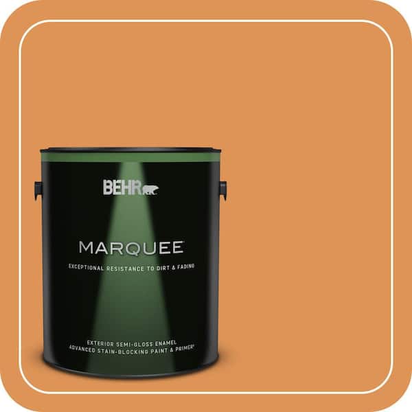 BEHR MARQUEE 1 gal. #270D-6 Pumpkin Toast Semi-Gloss Enamel Exterior Paint & Primer