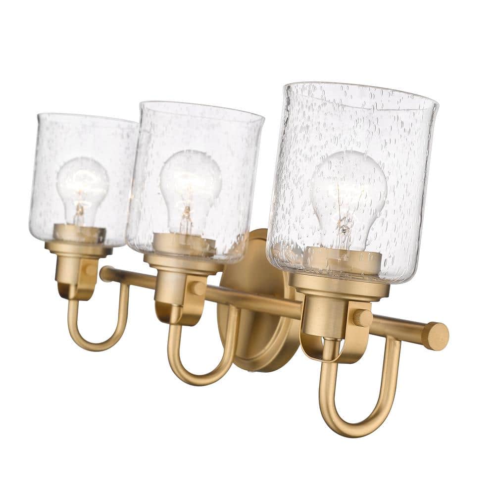 Kinsley Urban Gold 3-Light Vanity with Seeded Glass