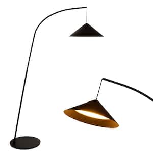 Devin 66 in. Classic Black Modern 3-Way Step Dimming Super Bright Standing Arc Floor Lamp with Black Metal Empire Shade