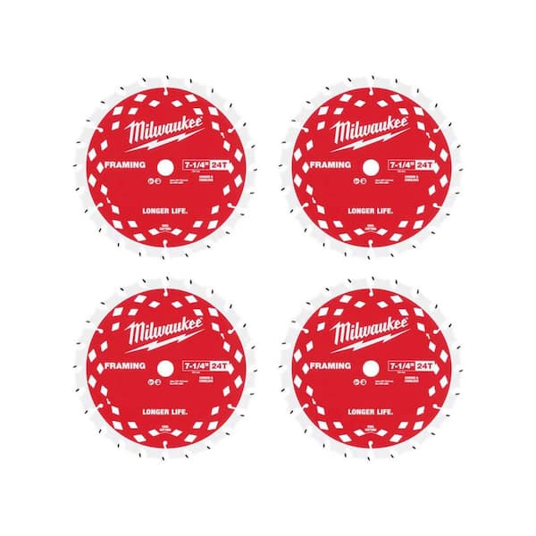 Milwaukee 7-1/4 in. x 24-Tooth Framing Circular Saw Blades (4-Pack)