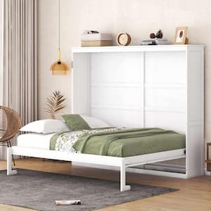 White Wood Frame Queen Murphy Bed