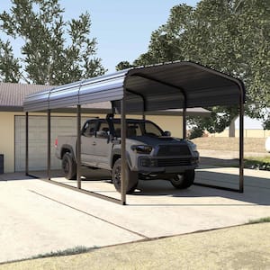 10 ft. W x 15 ft. D Carport Galvanized Steel Car Canopy and Shelter, Gray