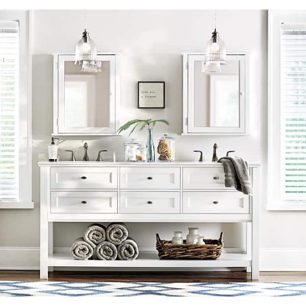Home Decorators Collection Austell 67 In. W Double Bath Vanity In White  With Natural Marble Vanity Top In White Bf-25194-Wh - The Home Depot