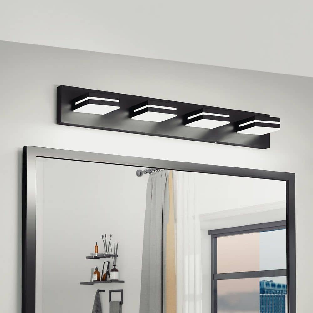 30 in. 4-Light Black LED Vanity Light with 180° Rotatable, Energy-Saving and Dimmable price history on PriceWatchPro