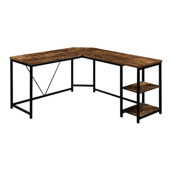 Wateday 19.7 in. L-Shaped Brown Wood Computer Desk with 2-Tier Storage Shelves