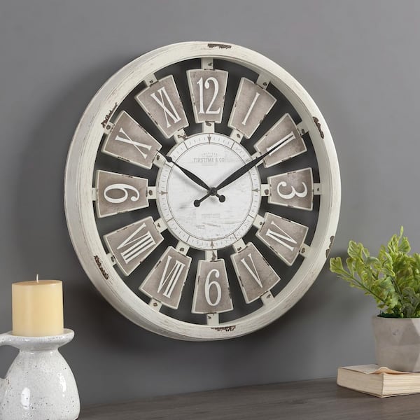 FirsTime & Co. 20 in. Antique Plaques Wall Clock 99679 - The Home Depot