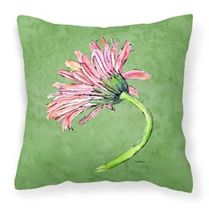 14 in. x 14 in. Multi-Color Lumbar Outdoor Throw Pillow Gerber Daisy Pink Canvas