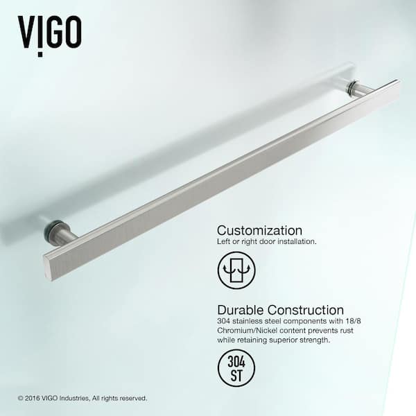 Orion 34 in. W x 58 in. H Pivot Frameless Tub Door in Stainless Steel with 5/16 in. (8mm) Clear Glass