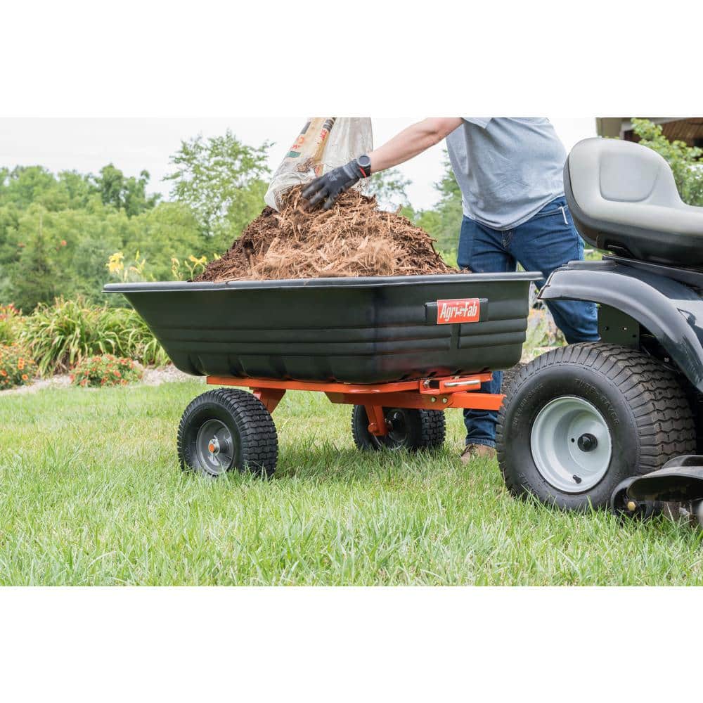 Black Poly Dump Cart with Steel Frame and Pneumatic Tires