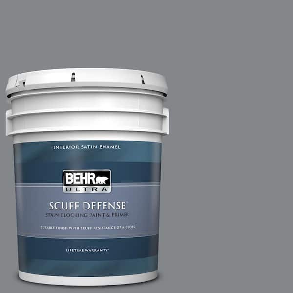 BEHR ULTRA 5 gal. #N500-5 Magnetic Gray color Extra Durable Satin Enamel Interior Paint & Primer