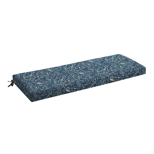 ARDEN Foam Outdoor Rectangular Bench Cushion 48 x 18 Made with ProFoam Rain-Proof Fade Resistant Sapphire Blue Ridge Paisley