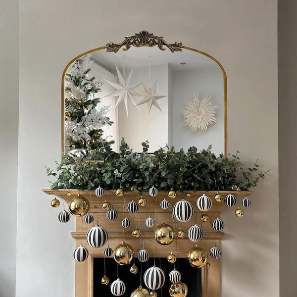 LuxHomez 35.8 in. W x 29. 1 in. H Copper Vintage Arched Metal Frame Decorative Wall Mirror/Dressing Table Mirror