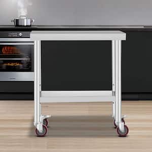Stainless Steel Restaurant Table 29.9 x 11.8 x 33.9 in. Stainless Steel Cart with Brake Kitchen Utility Tables,Silver