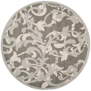 Amherst Gray/Light Gray 7 ft. x 7 ft. Round Border Area Rug