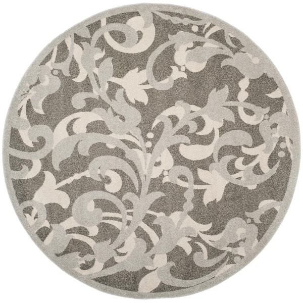 SAFAVIEH Amherst Gray/Light Gray 7 ft. x 7 ft. Round Border Area Rug