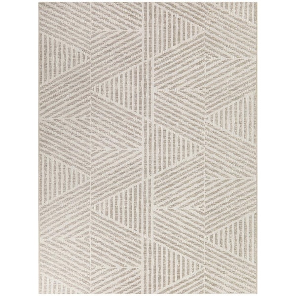 Darcy Taupe 5 ft. 3 in. x 7 ft. Stripe Indoor/Outdoor Area Rug
