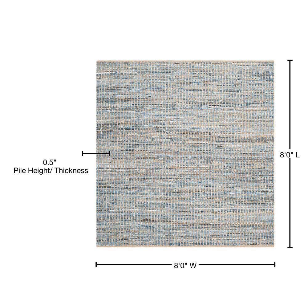 Coastal Charm Blue & Natural Jute 8' Square Area Rug