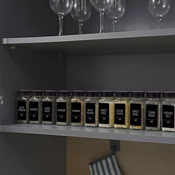 25 Pack Glass Spice Jars Black Metal Caps Square Containers with 547 Labels Shaker Lids Funnel Chalk Pen