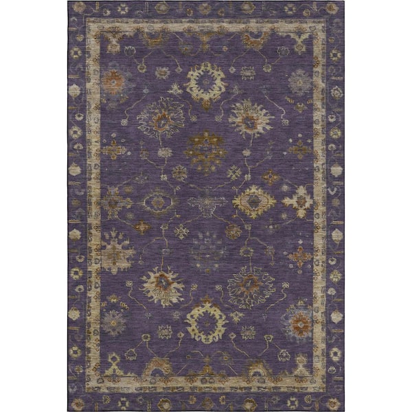 Mayfield Premium Machine Washable Abstract AMF2045 Eggplant 3 ft. x 4 ft. Area Rug
