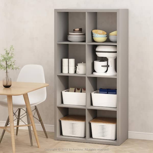 Furinno Hermite Light Grey Wood 57.9 in. width Pantry Cabinet