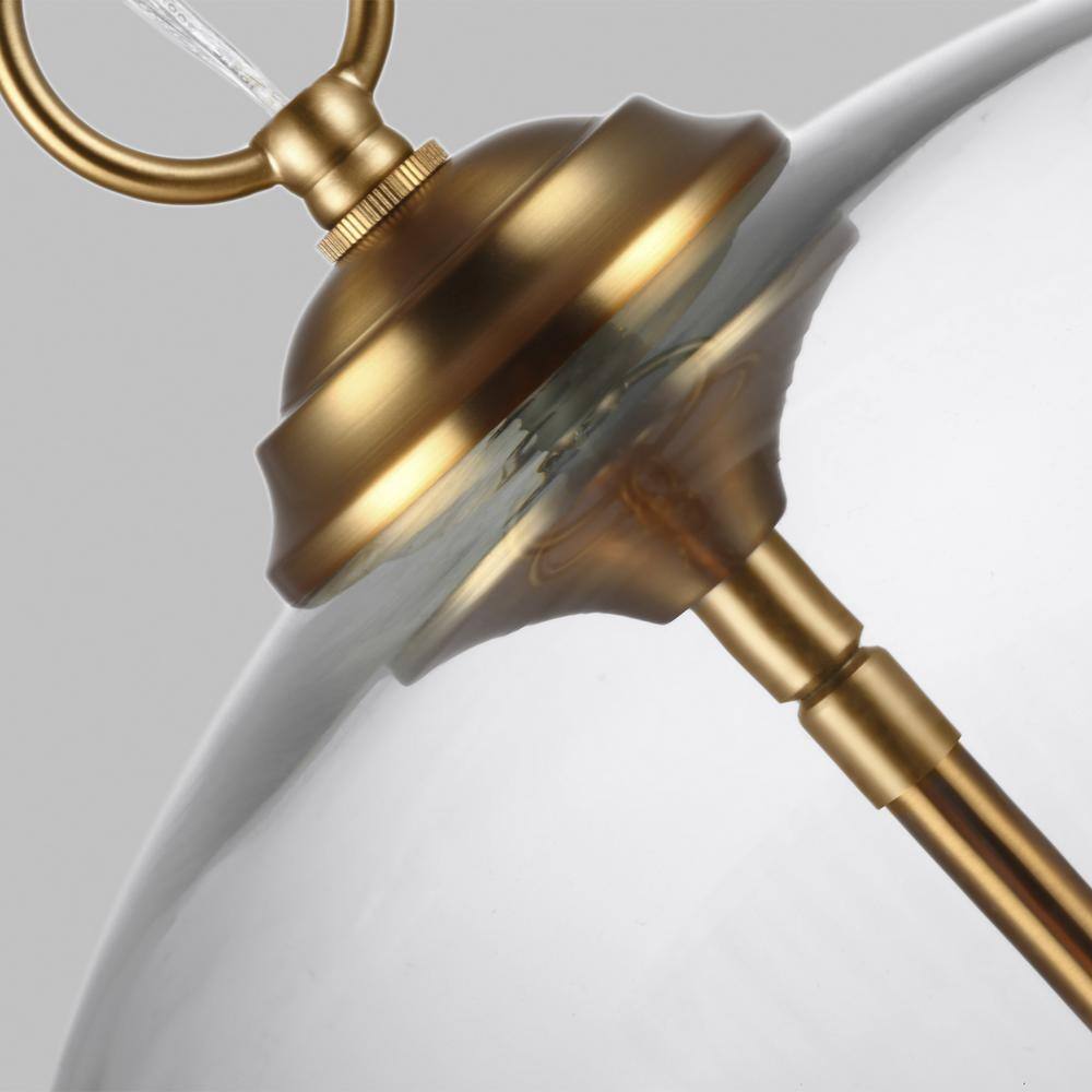Modern Classic Burnished Brass 3-Light Globe Pendant with Clear Glass