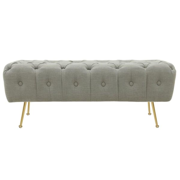 Yangming 40 in. Light Grey Upholstered Rectangle Standard Ottoman Bench