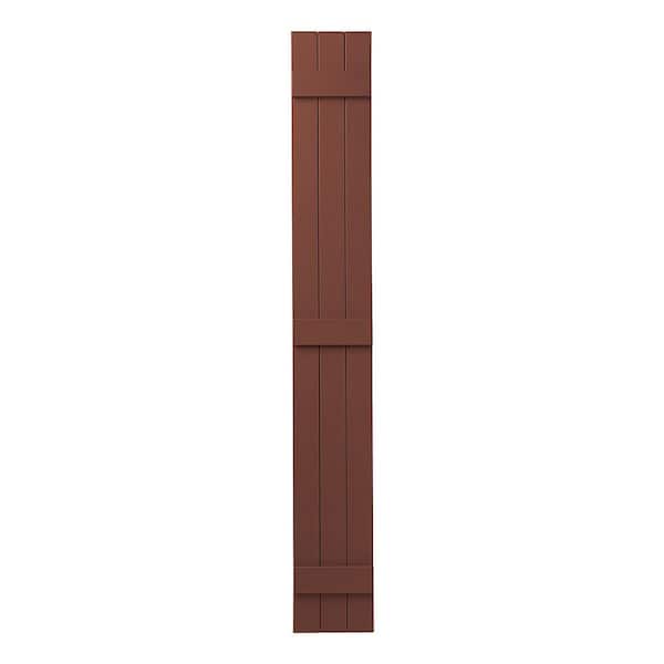 Ply Gem 11 in. x 75 in. Polypropylene Plastic 3-Board Closed Board and Batten Shutters Pair in Red