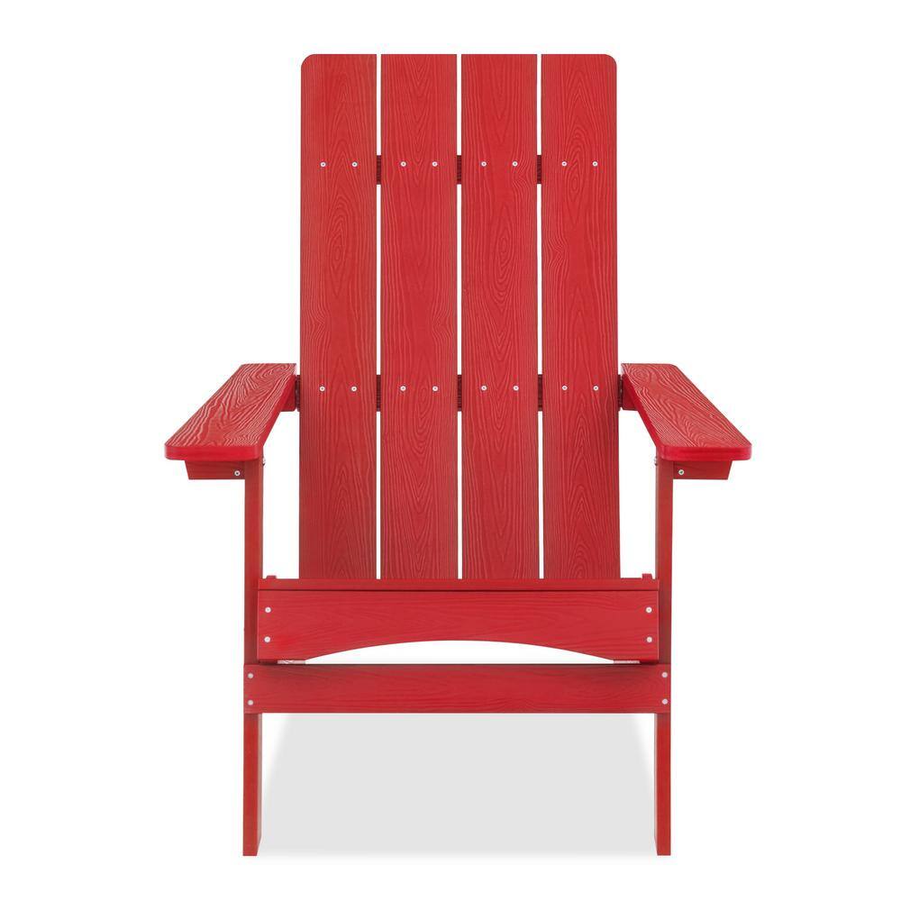 Lue Bona Bright Red Plastic Modern Folding Adirondack Outdoor Chair 