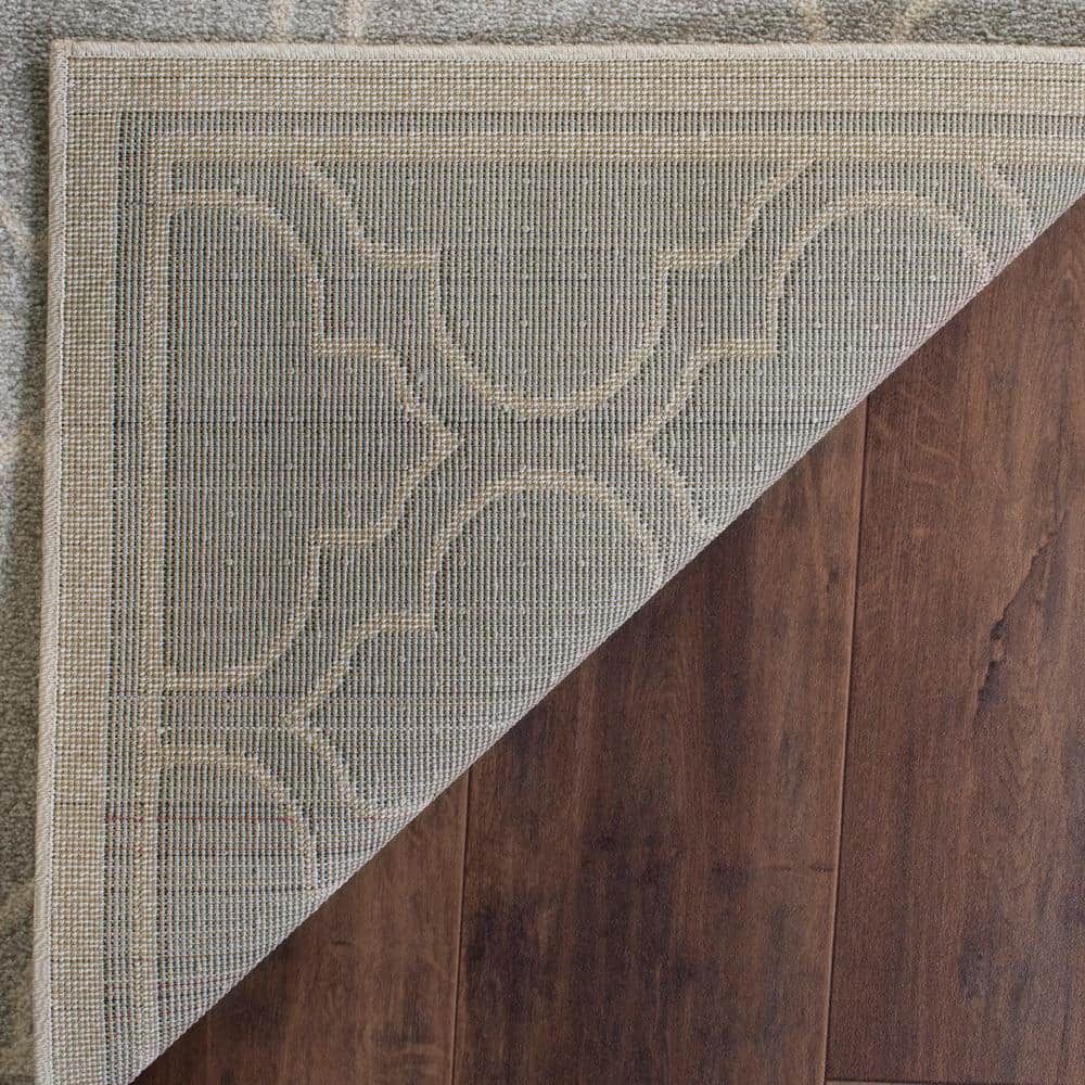 Gray Geometric 9' x 12' Stain-Resistant Synthetic Area Rug