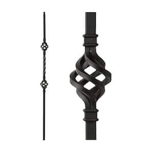 Satin Black 34.1.4-T Mega Double Basket Hollow Iron Baluster for Staircase Remodel