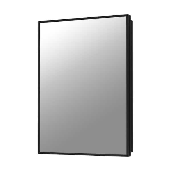 14 in. W x 24 in. H Rectangular Iron Medicine Cabinet with Mirror and Adjustable Shelves, Recessed or Surface Mount