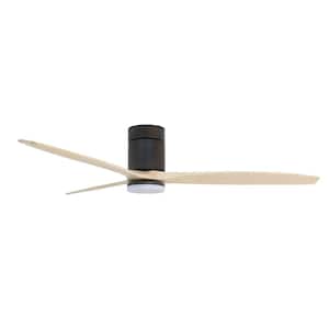 Tripolo 66" Oil Rubbed Bronze Body & Light Ash Wood Blade Voice Activated Smart Ceiling Fan.