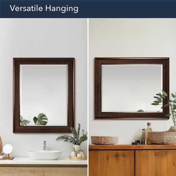 26 in. W x 30 in. H Framed Rectangular Beveled Edge Bathroom Vanity Mirror in Cherry 26 in. W x 30 in. H Framed Rectangular Beveled Edge Bathroom Vanity Mirror in Cherry