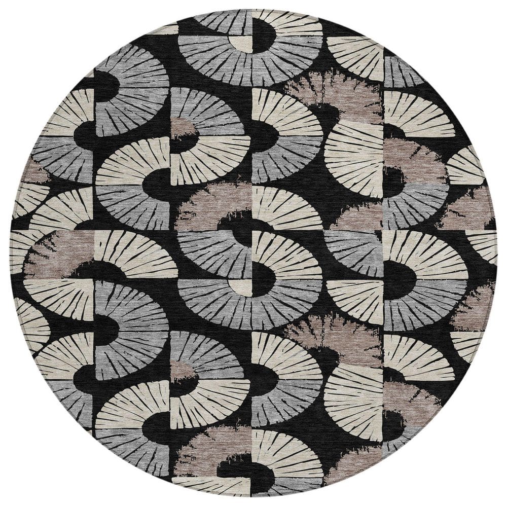 Chantille Machine Washable Indoor/Outdoor Abstract ACN2462 Black 8 ft. x 8 ft. Area Rug price history on PriceWatchPro