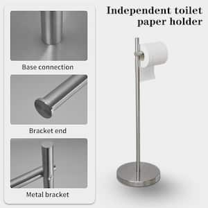 Round Free Standing Toilet Paper Holder in Brushed Nickel