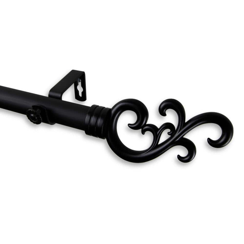 48 in. - 84 in. Telescoping 1 in. Single Curtain Rod Kit in Black with Madeline Finial price history on PriceWatchPro